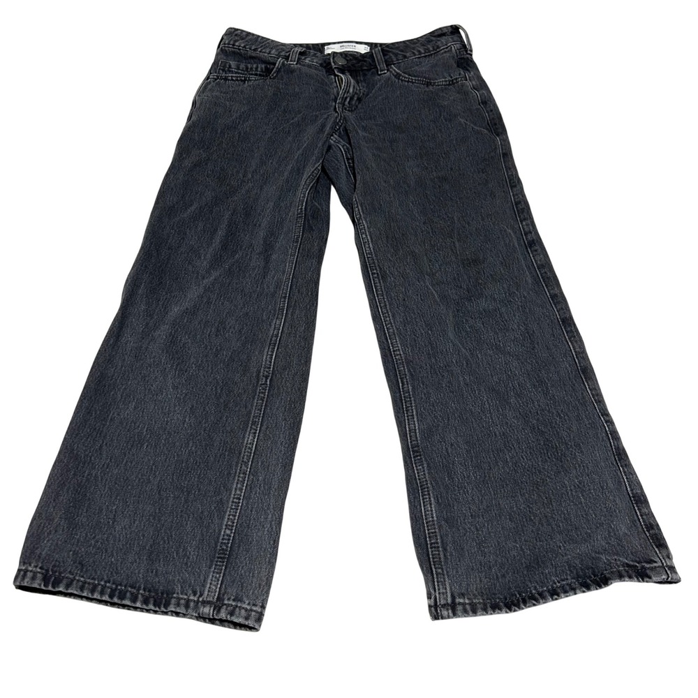 Hollister Low-Rise Baggy Jeans Women 4S 27 Short Black Denim Wide Leg 1472